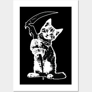 Super Cute Grim Reapurr Kitty, Death Cat, Funny Reaper Posters and Art